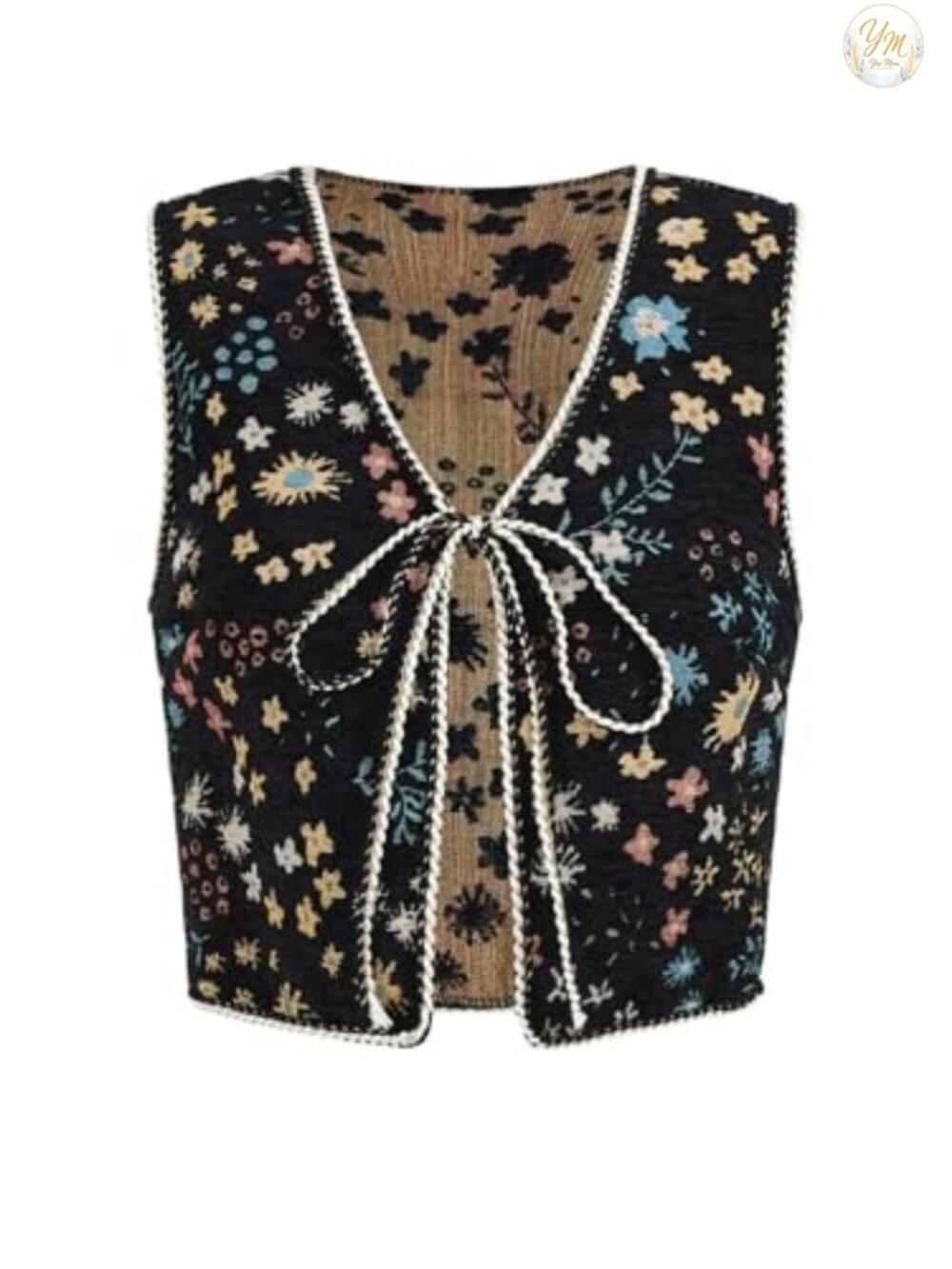 Floral Embroidery Sleeveless V Neck Crop Vest Western Cowgirl Rodeo Outfit